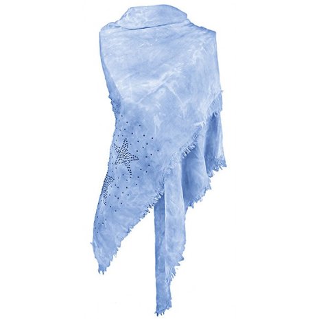 Dames driehoek sjaal / poncho met sterren - blauw