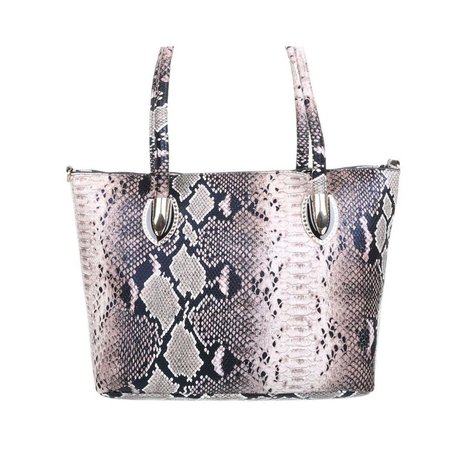 Dames tas / handtas middelgroot met slangenprint - oudroze / bruin