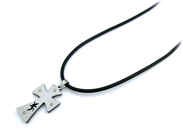 Ketting met hanger staal/rubber - kruis & hagedis