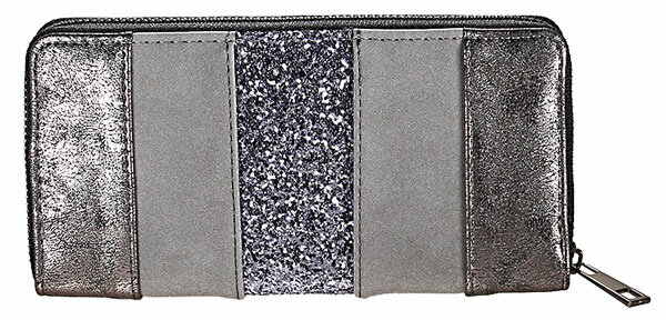 Dames portemonnee met glitter - zwart / grijs