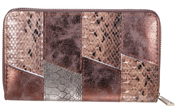 Dames portemonnee met slangenprint - bruin
