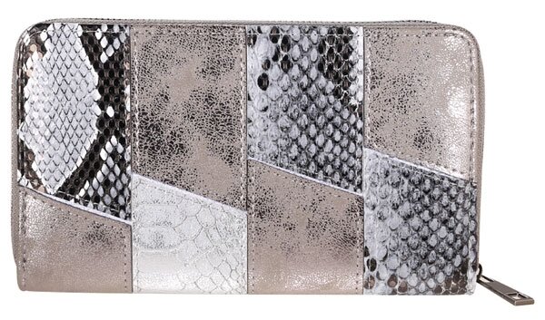 Dames portemonnee met slangenprint - grijs