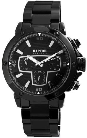 Raptor Watches herenhorloge met stalen band - zwart