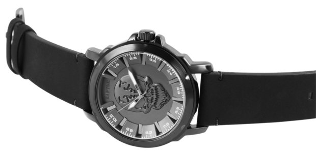 Raptor Watches herenhorloge met skull - grijs / zwart