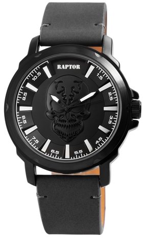 Raptor Watches herenhorloge met skull - zwart / grijs