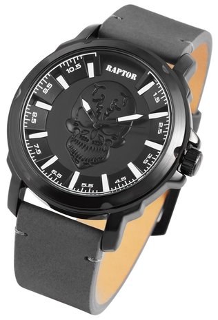 Raptor Watches herenhorloge met skull - zwart / grijs