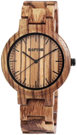 Raptor Watches houten herenhorloge / wood watch - bruin / gestreept