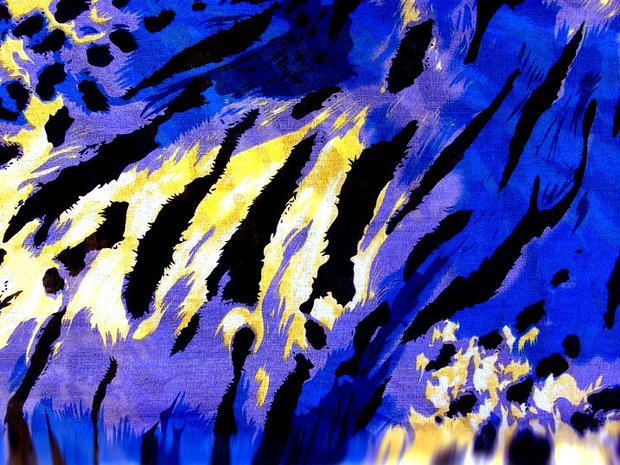Kolsjaal panter / tijger multicolor - blauw