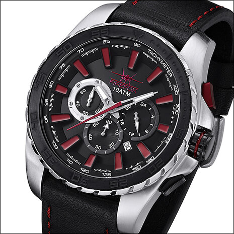 Firefox FIRESTORM chronograph horloge - zwart / rood