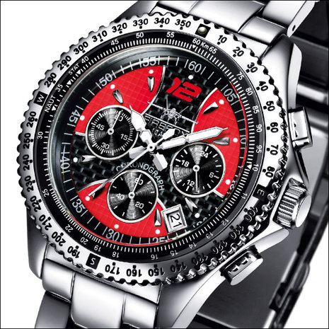 Firefox RACER chronograph horloge - zwart / rood