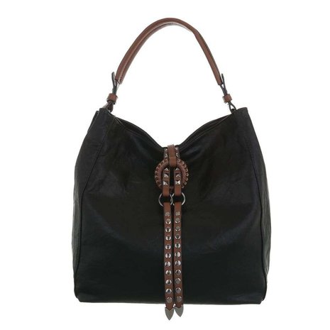Dames tas / handtas met studs en afneembare schouderband - zwart