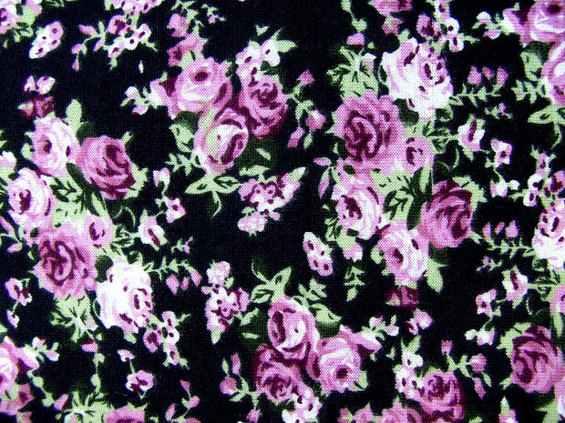Kolsjaal bloemen - paars / zwart