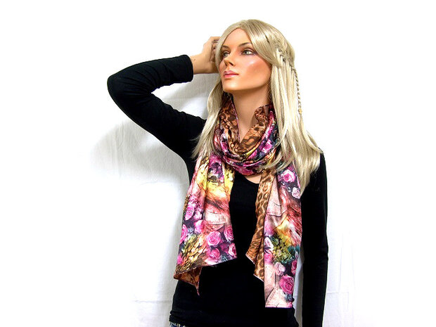 Sjaal multicolor - roze / bruin