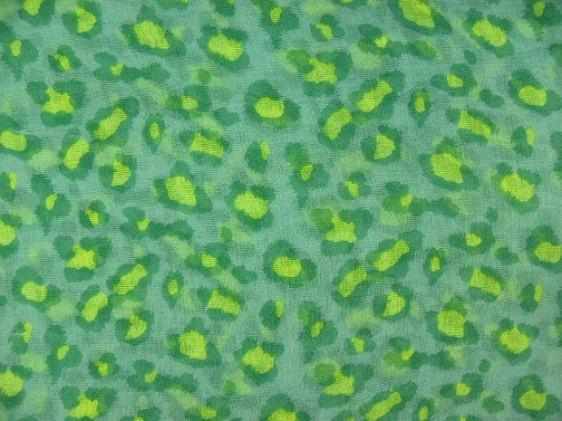 Sjaal panterprint - groen / fluor geel