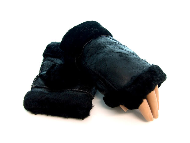 Handschoenen dames echt leder (toploos) - zwart