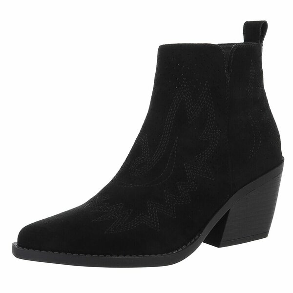 Dames cowboy enkellaarzen / western laarsjes su&egrave;de-look - zwart