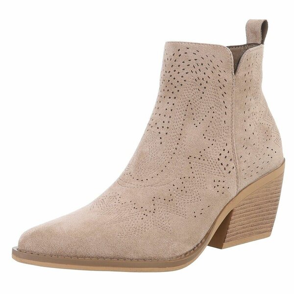 Dames cowboy enkellaarzen / western laarsjes su&egrave;de-look - khaki lichtbruin
