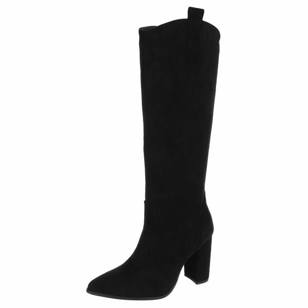 Dames hoge laarzen / high heels knielaarzen su&egrave;de-look - zwart