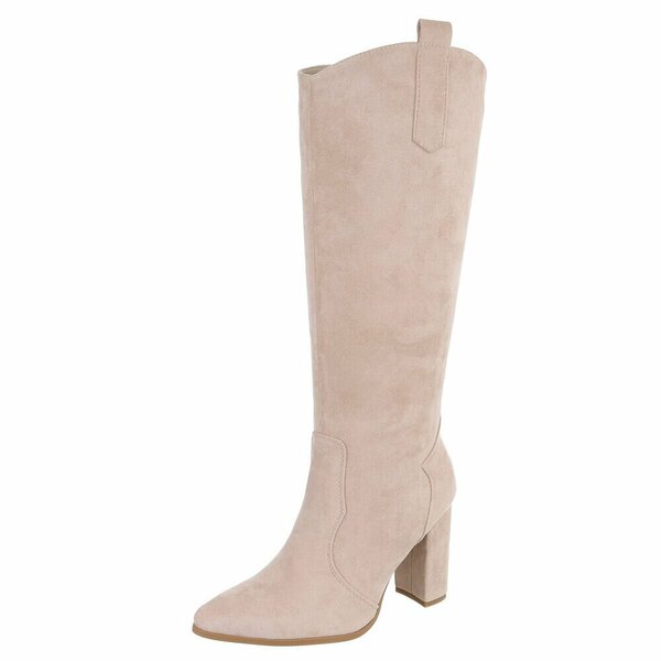 Dames hoge laarzen / high heels knielaarzen su&egrave;de-look - beige