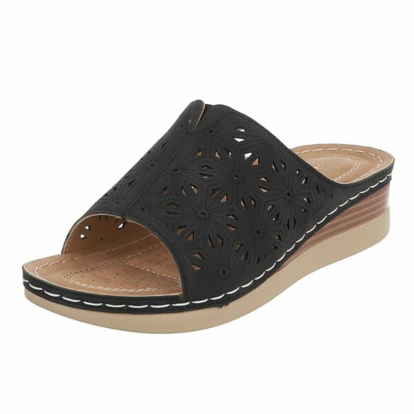 Dames medi comfort slippers - zwart
