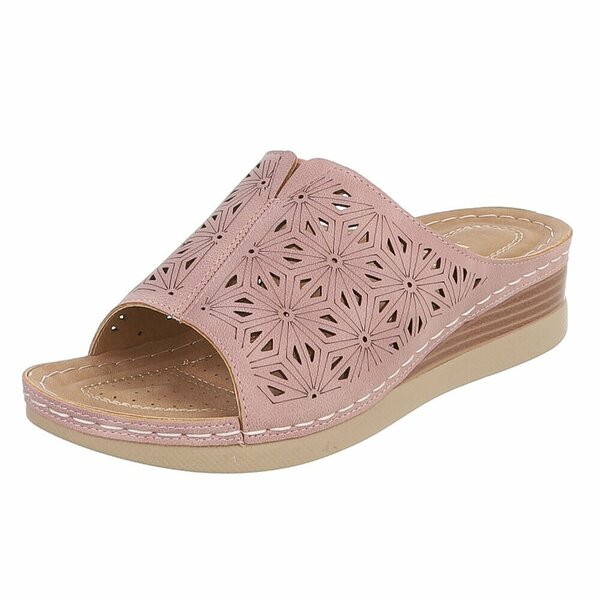 Dames medi comfort slippers - dusty roze