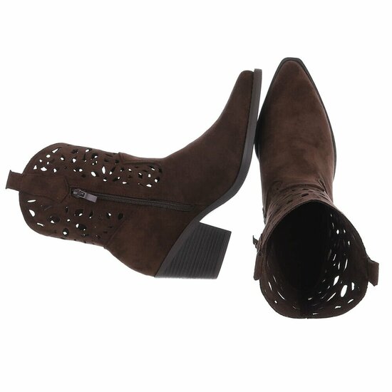 Dames cowboy enkellaarzen / western laarsjes su&egrave;de-look - donkerbruin