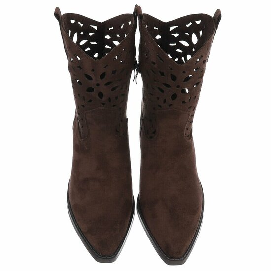 Dames cowboy enkellaarzen / western laarsjes su&egrave;de-look - donkerbruin