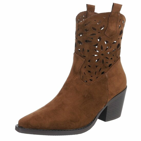Dames cowboy enkellaarzen / western laarsjes su&egrave;de-look - choco bruin