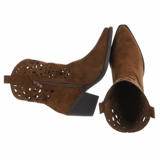 Dames cowboy enkellaarzen / western laarsjes su&egrave;de-look - choco bruin