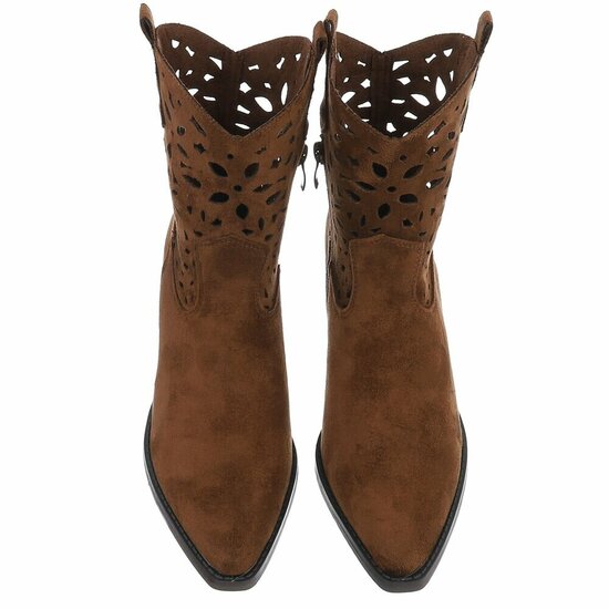 Dames cowboy enkellaarzen / western laarsjes su&egrave;de-look - choco bruin