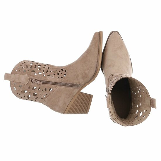 Dames cowboy enkellaarzen / western laarsjes su&egrave;de-look - khaki lichtbruin