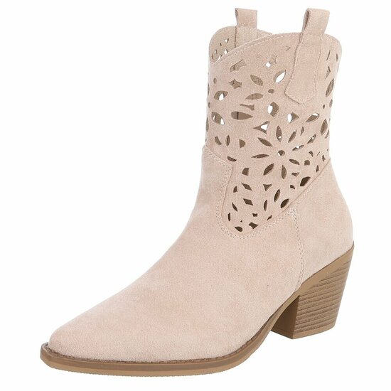 Dames cowboy enkellaarzen / western laarsjes su&egrave;de-look - beige