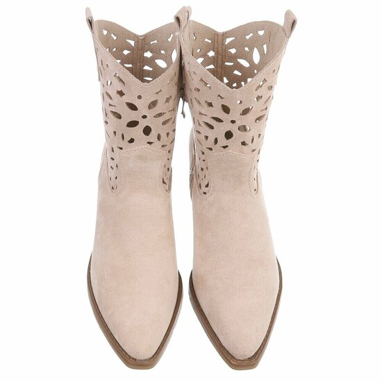 Dames cowboy enkellaarzen / western laarsjes su&egrave;de-look - beige