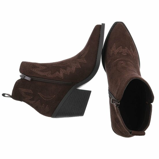 Dames cowboy enkellaarzen / western laarsjes su&egrave;de-look - donkerbruin