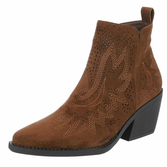 Dames cowboy enkellaarzen / western laarsjes su&egrave;de-look - choco bruin