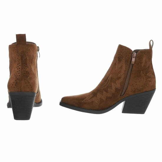 Dames cowboy enkellaarzen / western laarsjes su&egrave;de-look - choco bruin