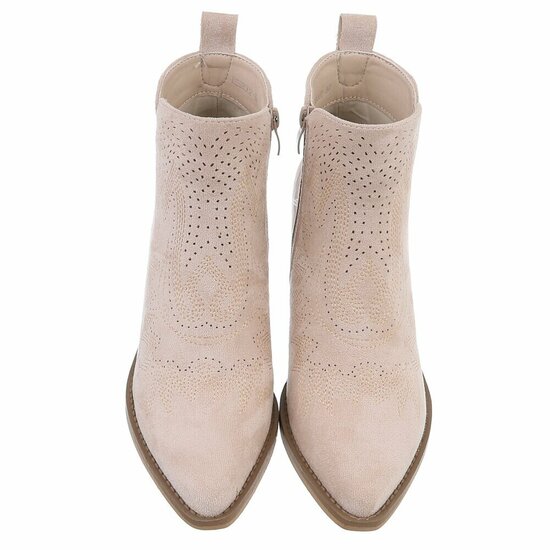 Dames cowboy enkellaarzen / western laarsjes su&egrave;de-look - beige