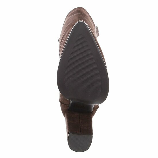 Dames hoge laarzen / high heels knielaarzen su&egrave;de-look - bruin