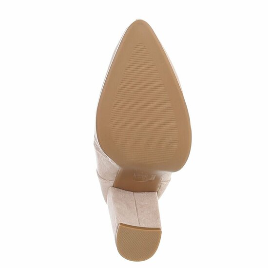 Dames hoge laarzen / high heels knielaarzen su&egrave;de-look - beige