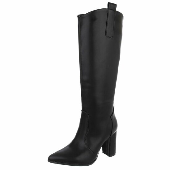 Dames hoge laarzen / high heels knielaarzen - zwart