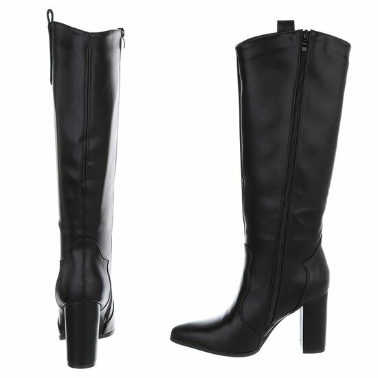 Dames hoge laarzen / high heels knielaarzen - zwart