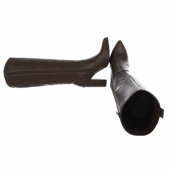 Dames hoge laarzen / high heels knielaarzen - bruin