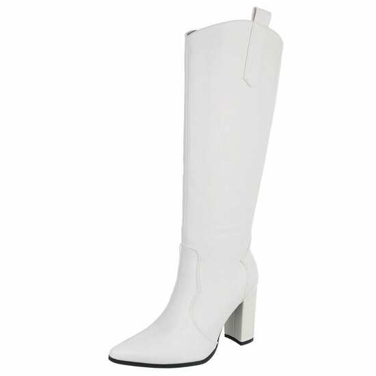 Dames hoge laarzen / high heels knielaarzen - wit