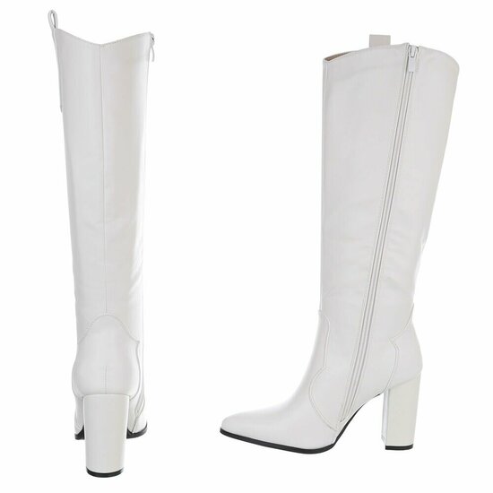 Dames hoge laarzen / high heels knielaarzen - wit
