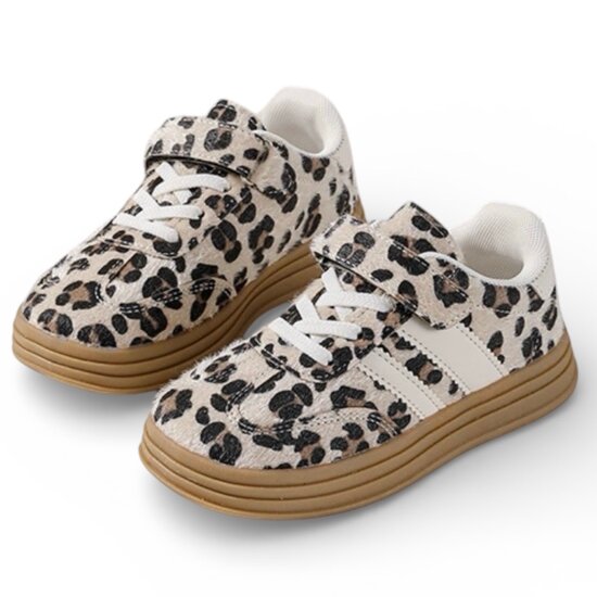 Kinder meisjes retro sneakers met panterprint, Rock &amp; Joy - bruin