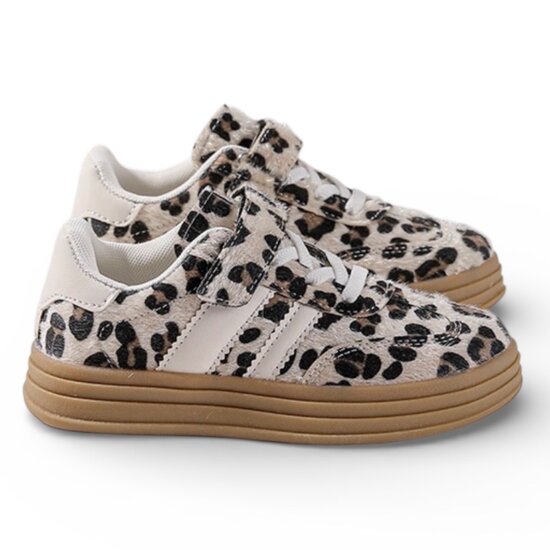 Kinder meisjes retro sneakers met panterprint, Rock &amp; Joy - bruin