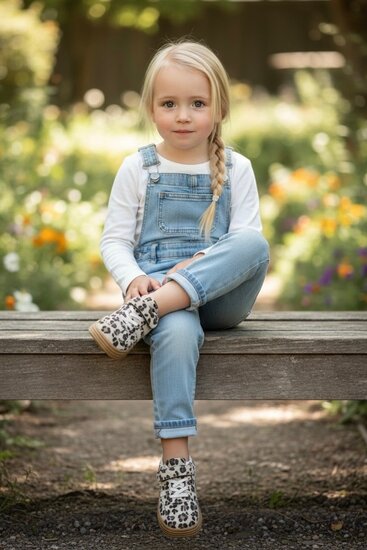 Kinder meisjes retro sneakers met panterprint, Rock &amp; Joy - bruin