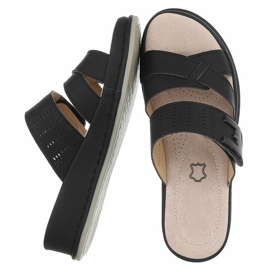 Dames medi comfort slippers - zwart