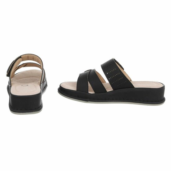 Dames medi comfort slippers - zwart