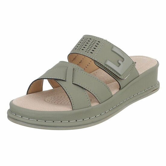 Dames medi comfort slippers - matcha groen